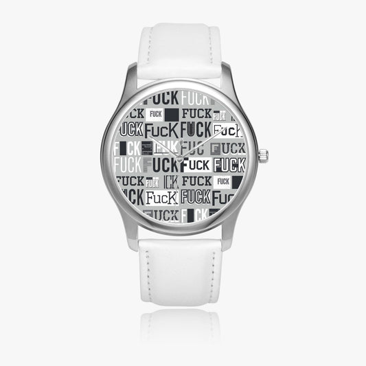 Stainless Steel Leather Strap Classic Quartz Watch